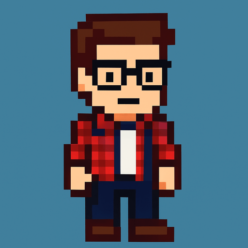 pixel art peter parker.
In-Game asset.  2d.  High contrast.  No shadows