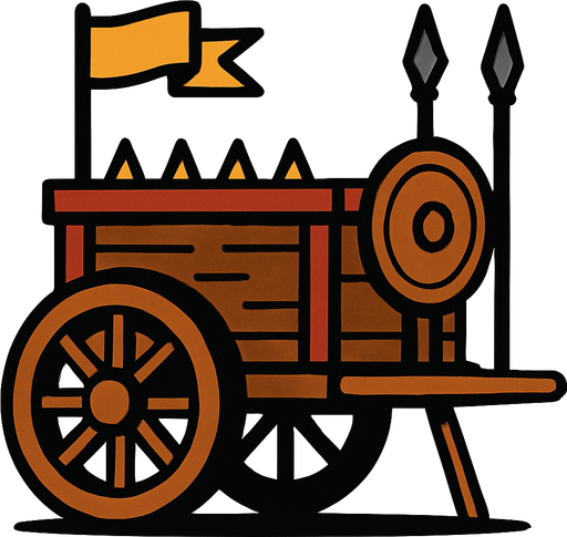 Eski çağ savaş karavan.
In-Game asset.  2d.  High contrast.  No shadows