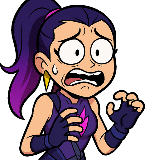 Valorant reyna cartoon. Shes scared. Cartoon PNG transparent