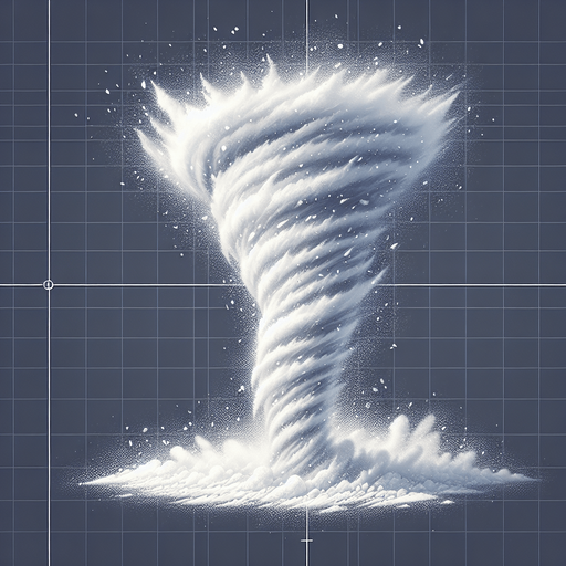 snow tornado.
Single Game Texture. In-Game asset. 2d. Blank background. High contrast. No shadows.