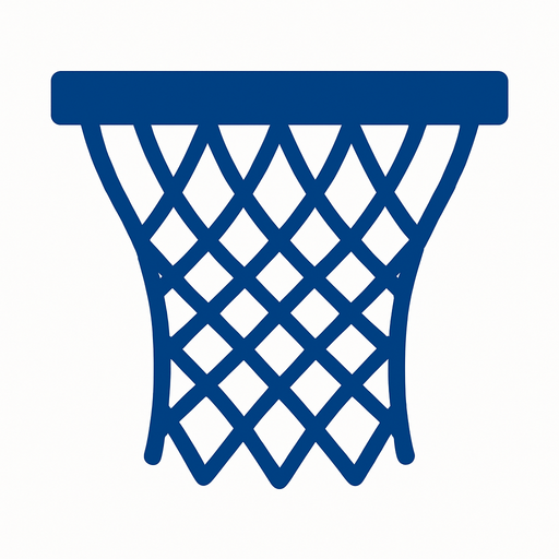 Make me a 2d basketball hoop net in blue color. In-Game asset. 2d. High contrast. No shadows.
In-Game asset.  2d.  High contrast.  No shadows