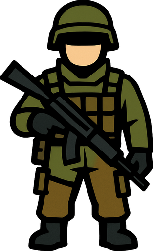 solider from front.
In-Game asset.  2d.  High contrast.  No shadows