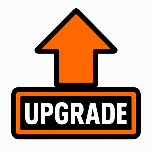 Upgrade.
In-Game asset.  2d.  High contrast.  No shadows