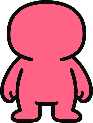 Pink labubu no eyes no ears.
In-Game asset.  2d.  High contrast.  No shadows no hair