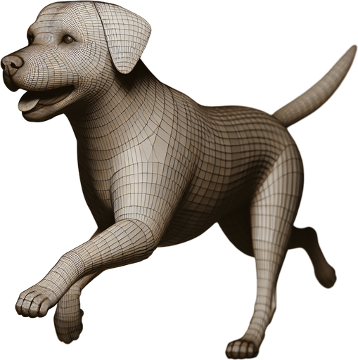 Dog which goes to the left.
2D, Without background