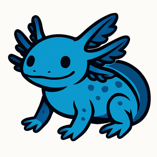 Un ajolote azul.
In-Game asset.  2d.  High contrast.  No shadows