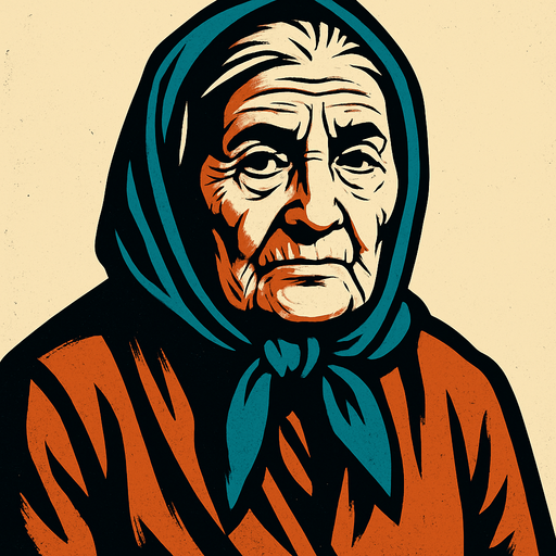 old woman.
In-Game asset.  2d.  High contrast.  No shadows