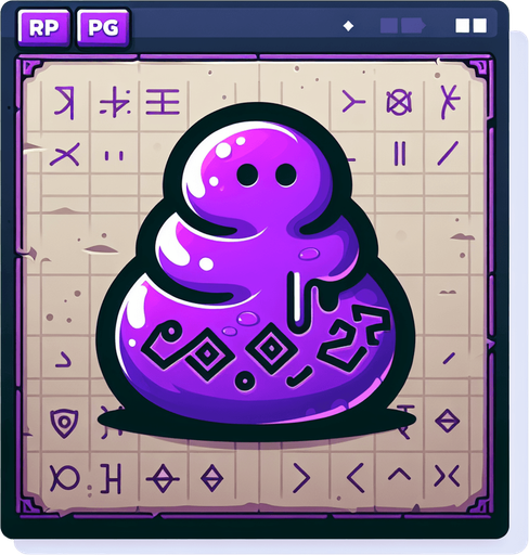 Un slime morado con runas magicas RPG. Estilo suave y simple.
Single Game Texture.  In-Game asset.  2d.  Blank background.  High contrast.  No shadows