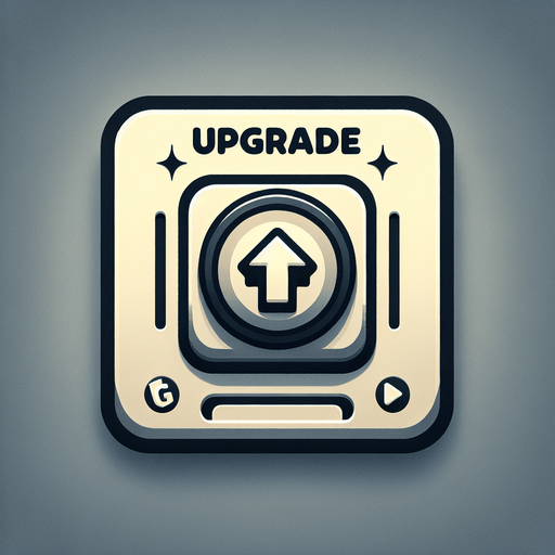 Upgrade button to buy upgrades.
Single Game Texture. In-Game asset. 2d. Blank background. High contrast. No shadows.