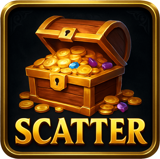 Crea un asset visual completo para el símbolo 'S' (Scatter) de Megaways: un Cofre del Tesoro o Bolsa de Dinero, directamente sobre su panel de fondo.

Diseño General:

Forma: Un panel cuadrado o ligeramente redondeado.

Fondo del Panel: Terciopelo oscuro (negro o azul noche) o un metal pulido muy oscuro.

Borde: Un borde elegante dorado o plateado alrededor del panel.

Detalles del Fondo: Puede tener un patrón sutil de filigrana de casino en las esquinas del panel.

Símbolo Central (Cofre/Bolsa):

Un cofre del tesoro abierto desbordando monedas de oro y joyas, o una bolsa de dinero con el signo '$', posicionada centralmente.

Colores: Dorados, marrones y brillantes..
In-Game asset.  2d.  High contrast.  No shadows