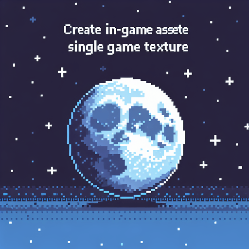 pixel art moon.
Single Game Texture. In-Game asset. 2d. Blank background. High contrast. No shadows.