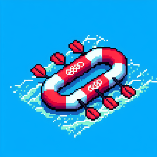 bird-eye perspective pf an olympic red raft seen directly from above. pixelated. 8 bit.
Single Game Texture. In-Game asset. 2d. High contrast. No shadows.