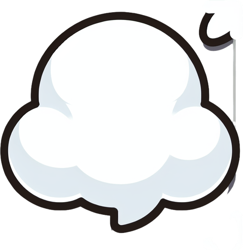 Design a panel for a hyper-casual 2D video game, styled as a clean, white speech bubble. The panel has softly rounded corners and a slight cloud-like shape, with a small, rounded tail pointing downward or to the side. The design is pure and minimal, with no shadows or unnecessary details, ensuring a crisp, modern look. The edges are outlined with a subtle, light-gray stroke to enhance contrast while maintaining a soft and approachable aesthetic. Perfect for displaying text or damage stats in a playful yet functional manner..
Single Game Texture. In-Game asset. 2d. Blank background. High contrast. No shadows.