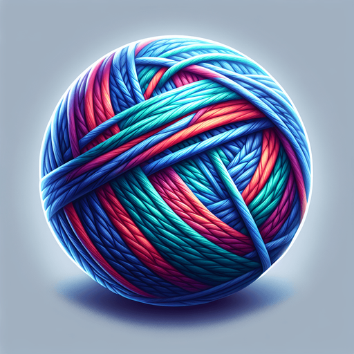 Una bola de lana.
Single Game Texture.  In-Game asset.  2d.  Blank background.  High contrast.  No shadows