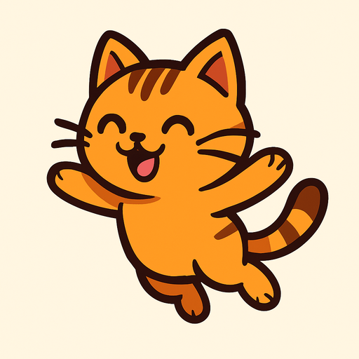 havada atlayan tatlı bir kedi çiz.
In-Game asset.  2d.  High contrast.  No shadows