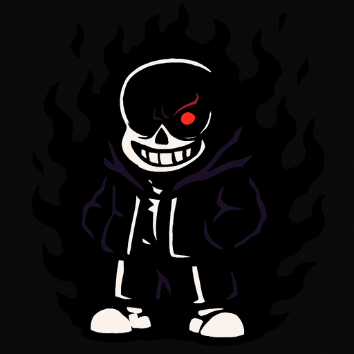 Sans consumido por la oscuridad misma sans oscuro y maligno.
In-Game asset.  2d.  High contrast.  No shadows