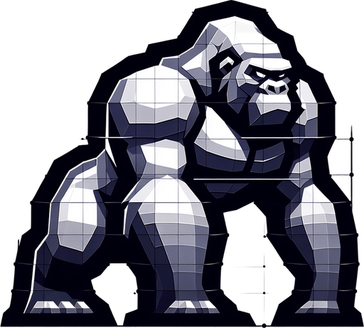 GORILLA.
Single Game Texture. In-Game asset. 2d. Blank background. High contrast. No shadows.