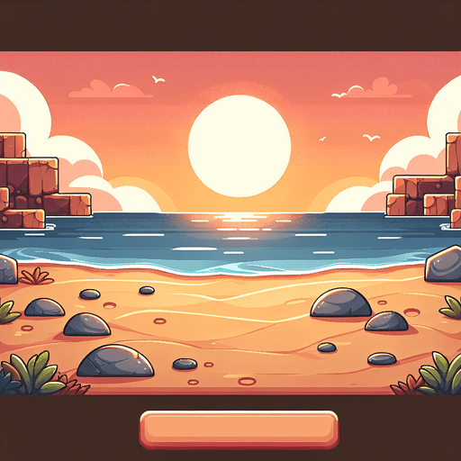 cartoon beack background. all sand. sunset..
Single Game Texture. In-Game asset. 2d. Blank background. High contrast. No shadows.