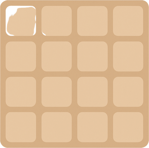 Design a background similar to the original 2048 game.

Use a warm, soft beige or light brown tone as the main background.

Include a grid layout with rounded square slots where tiles appear.

Each slot should have a slightly darker shade than the background to show the empty grid clearly.

Keep the overall design minimal, clean, and visually balanced..
In-Game asset.  2d.  High contrast.  No shadows