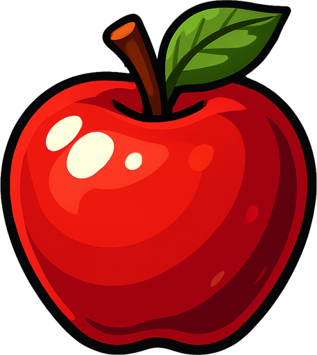 Shiny apple.
In-Game asset.  2d.  High contrast.  No shadows