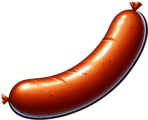 A crook sausage.
Single Game Texture. In-Game asset. 2d. Blank background. High contrast. No shadows.