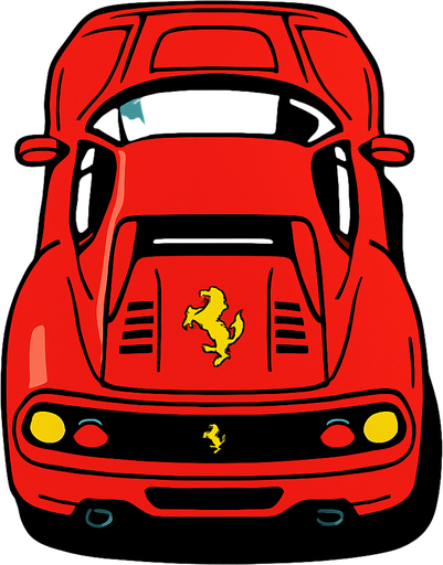 ferrari seen from top.
In-Game asset.  2d.  High contrast.  No shadows