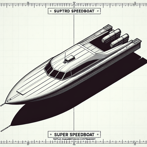 horizontal top down image drugs 
smugler super boat.
Single Game Texture.  In-Game asset.  2d.  Blank background.  High contrast.  No shadows