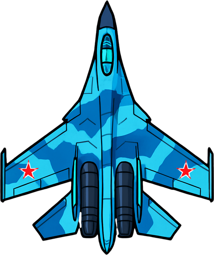 Su 27 uppifrån.
In-Game asset.  2d.  High contrast.  No shadows