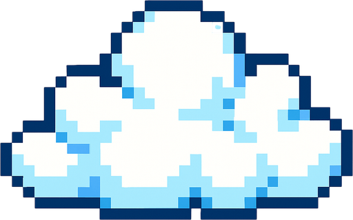 Pixel art cloud.
In-Game asset.  2d.  High contrast.  No shadows