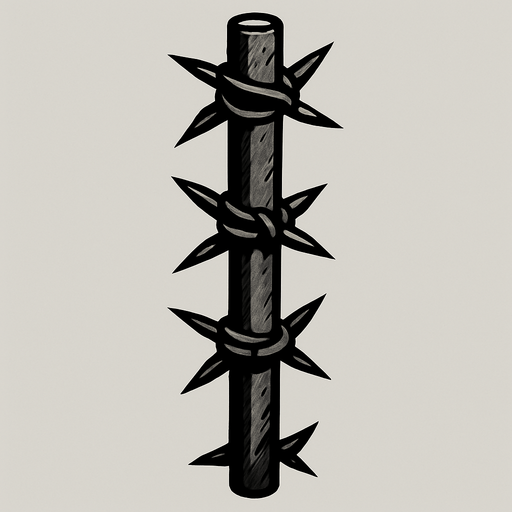 barbed iron pole.
In-Game asset.  2d.  High contrast.  No shadows