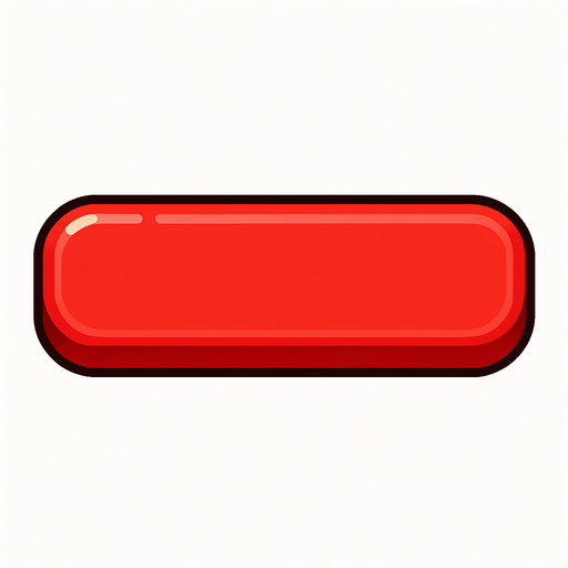 Long Bright red button.
In-Game asset.  2d.  High contrast.  No shadows