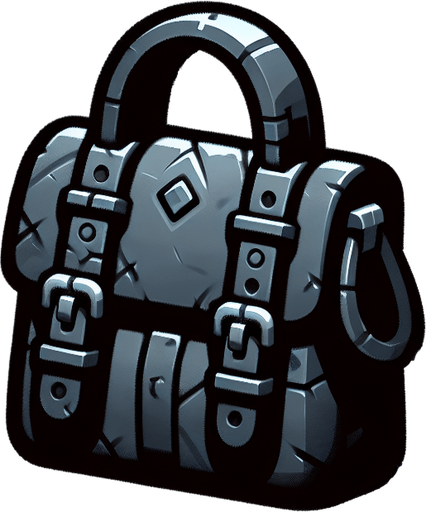 Bag.
Single Game Texture. In-Game asset. 2d. Blank background. High contrast. No shadows.