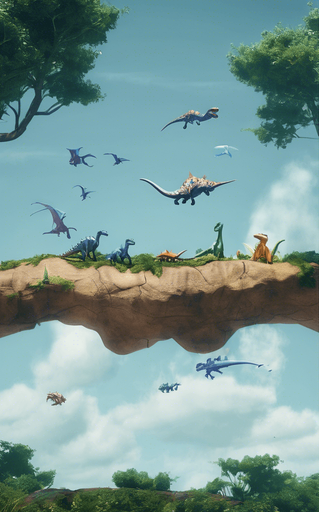 Make it more detailed and add flying dinosaurs