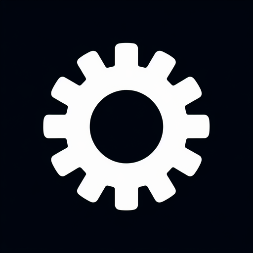 plain white basic gear icon. black background