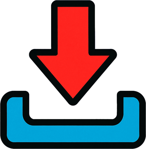 indirme logosu herhangi bir yazı olmayacak 2d.
In-Game asset.  2d.  High contrast.  No shadows