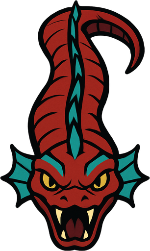 Serpiente marina vista desde arriba que viene de frente.
In-Game asset.  2d.  High contrast.  No shadows