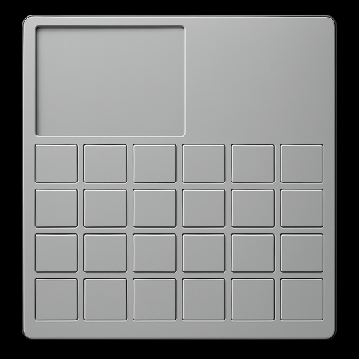 Sildigim yerleri slotsuz açik gri alanla doldur ust buyuk slot kare olsun yani alt alandaki slot sayisini artir 4x8 yap ve tum kareler esit olsun