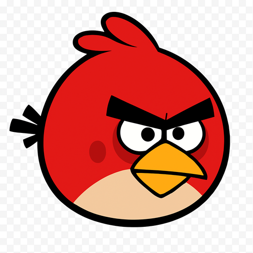 red angry bird transparan.
In-Game asset.  2d.  High contrast.  No shadows