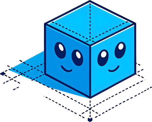 blue box with face.
No shadows