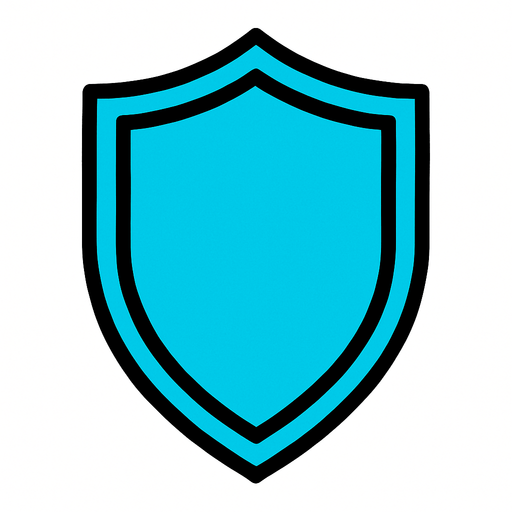Cyan
 shield.
In-Game asset.  2d.  High contrast.  No shadows