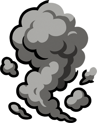 humo gris.
In-Game asset.  2d.  High contrast.  No shadows