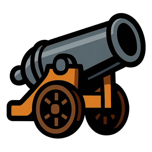Cannon.
In-Game asset.  2d.  High contrast.  No shadows