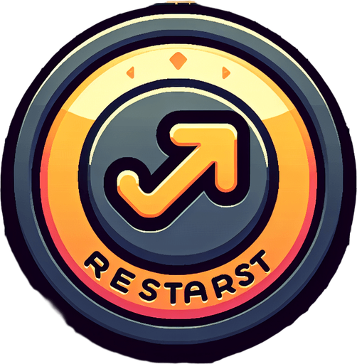 button with the word restart on it.
Single Game Texture. In-Game asset. 2d. Blank background. High contrast. No shadows.