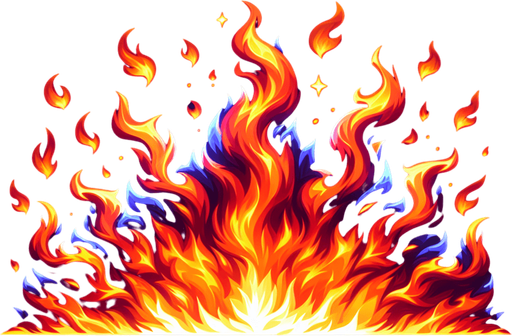 fire.
Single Game Texture.  In-Game asset.  2d.  Blank background.  High contrast.  No shadows