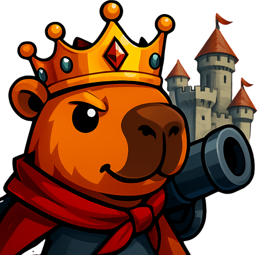 El rey tambien esta listo para pelear en el castillo de fondo.