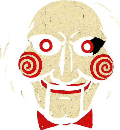 saw face have film effect.
In-Game asset.  2d.  High contrast.  No shadows