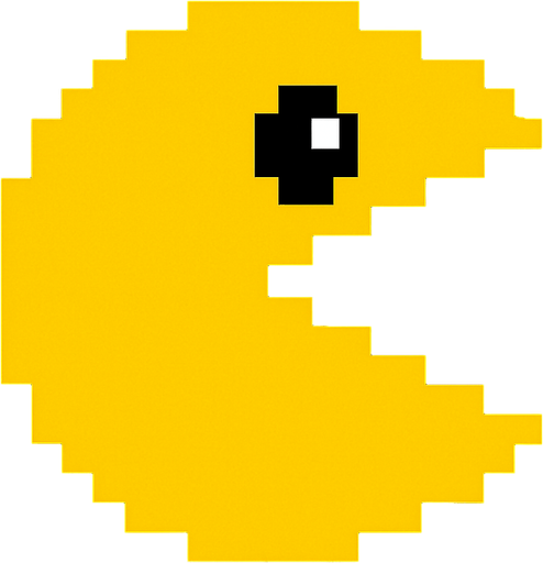 Pac man.
In-Game asset.  2d.  High contrast.  No shadows
