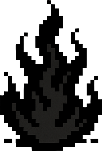 fuego negro de pixeles.
In-Game asset.  2d.  High contrast.  No shadows