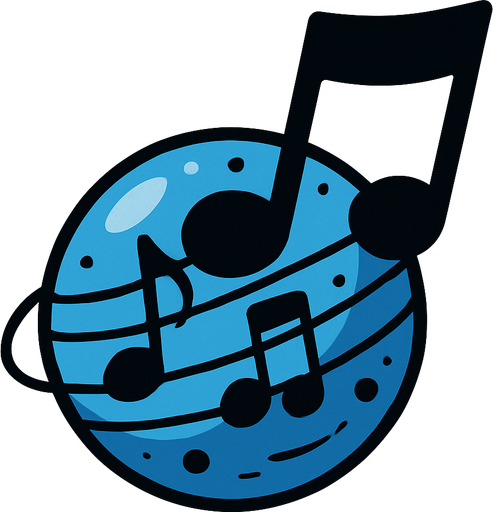 MÜZİK NOTASI ŞEKLİNDE BİR GFEZEGEN ÇİZ.
In-Game asset.  2d.  High contrast.  No shadows