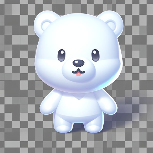 a cute polar bear cub. plastic style. Single Game Texture. In-Game asset. 2d. Blank background. High contrast. No shadows.
